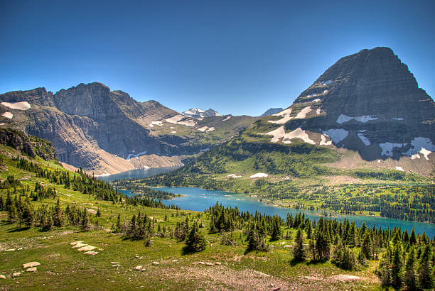 Hidden Lake surrounded by dense forests on the Kenai Peninsula, Alaska