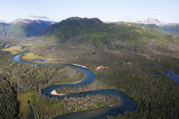 Vast view of Iliamna Lake, Alaska's largest lake with mountainous backdrop