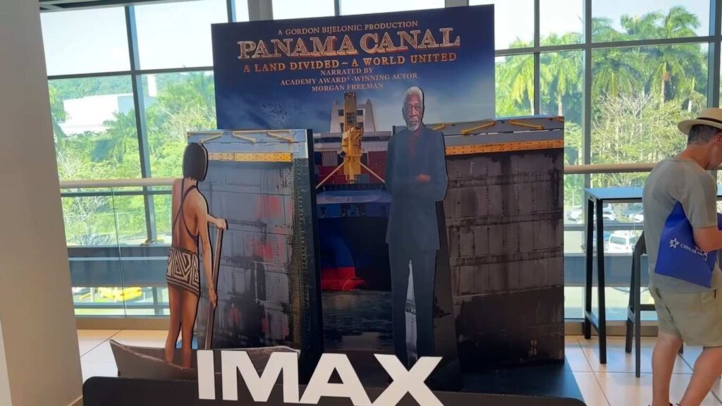 IMAX movie display at Panama Canal Visitor Center showcasing the history of the canal