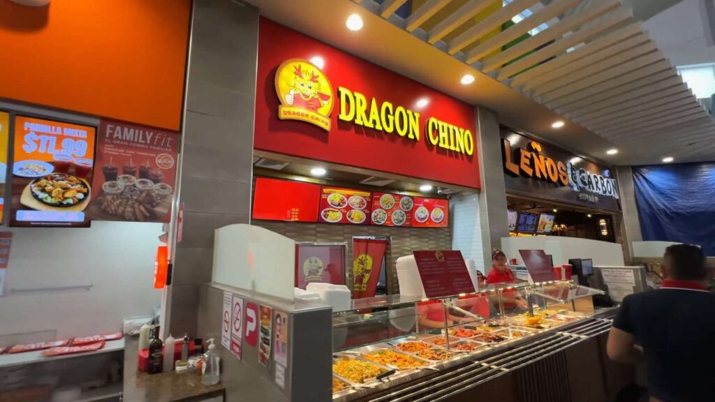 Food court restaurant counters inside Albrook Mall