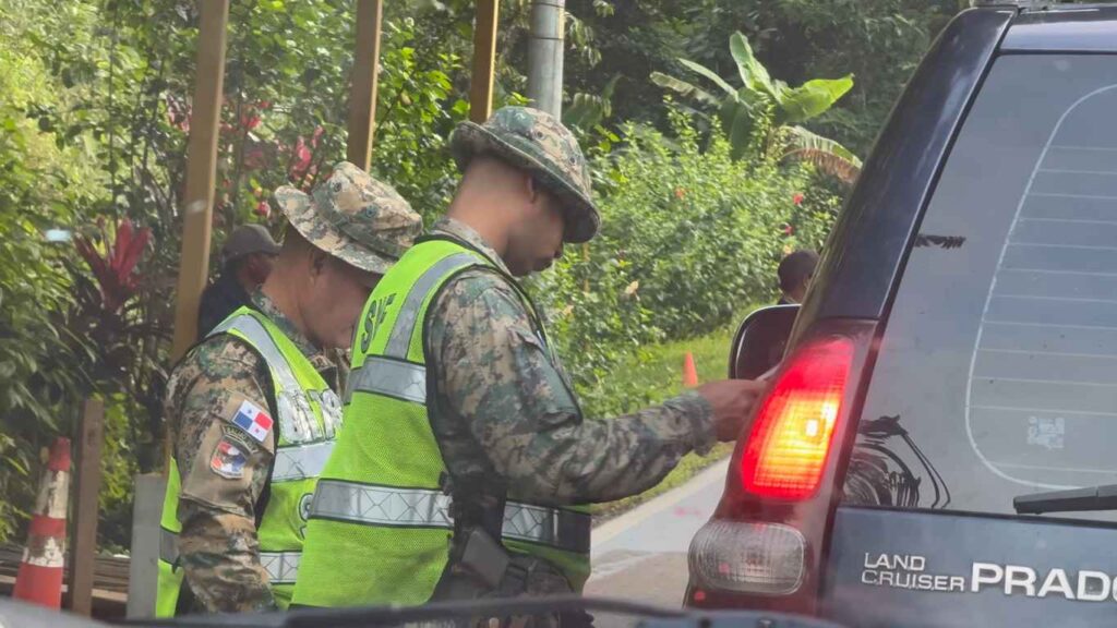 Security checkpoint at the Guna Yala border where visitors pay entry tax before traveling to the San Blas Islands