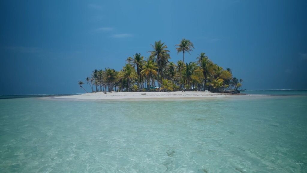 San Blas Islands with crystal-clear shallow water